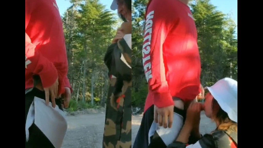 Shy Junior Student Sucking Dick in the Forest Trail