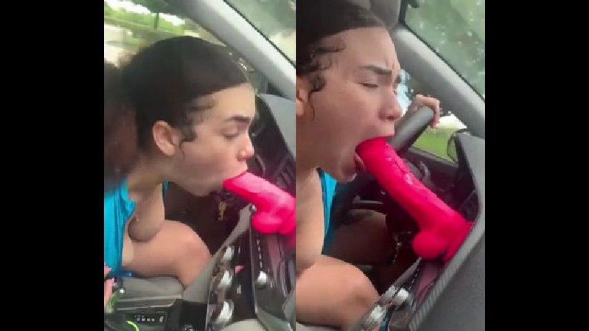 Tiktok Girl Sucking Dildo While Driving Teasing Video