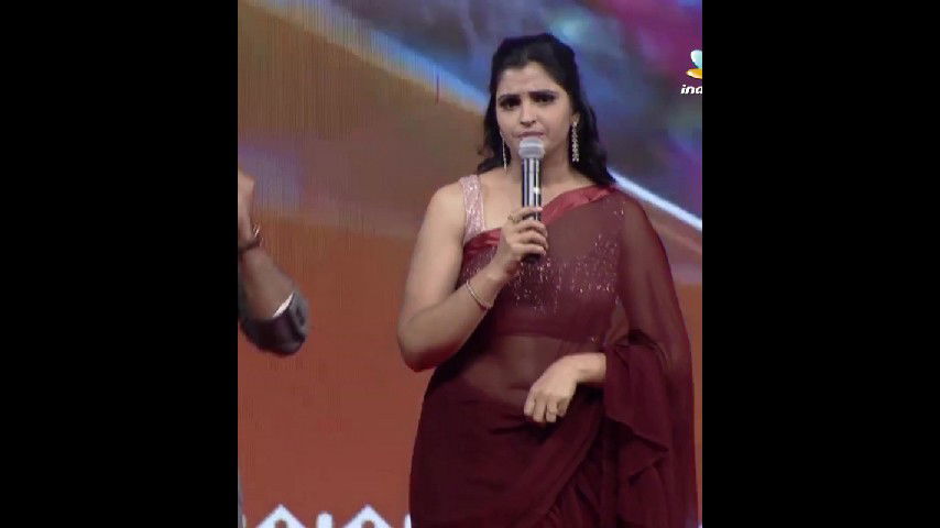 Telugu Milf Anchor Shyamala Super Hot Deep Navel & Busty Body Exposing in Saree